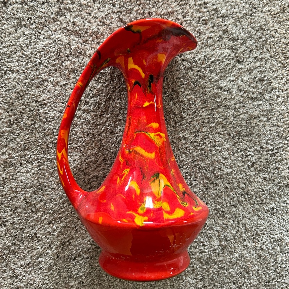 Vibrant Red and Yellow Ceramic Vase